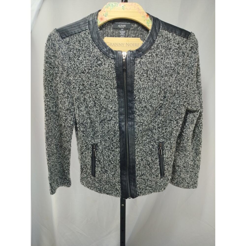 Alfani Round Textured Knit with Black Trim Jacket/Blazer, Size 10P